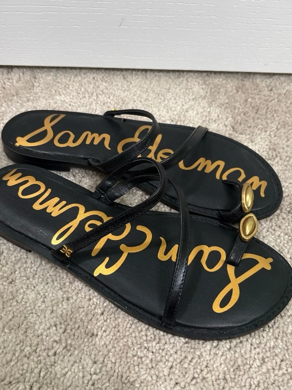 Sam Edelman Black Sandals with Gold Accents